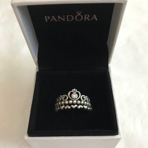 Pandora my princess & stackable heart ring size 8